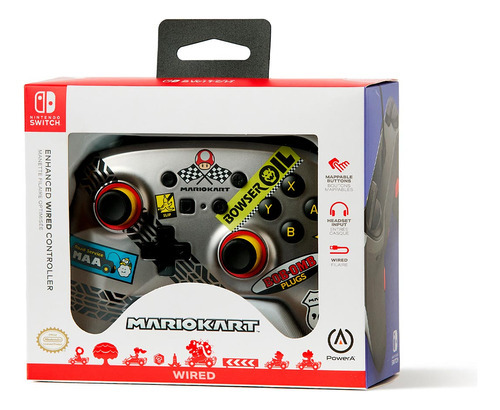 Mando Con Cable Powera Para Nintendo Switch - Mario Kart Color Multicolor