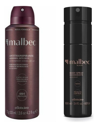 Combo Presente Natal Malbec: Body Spray 100ml + Desodorante