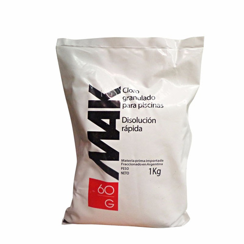 Cloro Granulado Mak 60/g Bolsa X1kg Acción Rápida