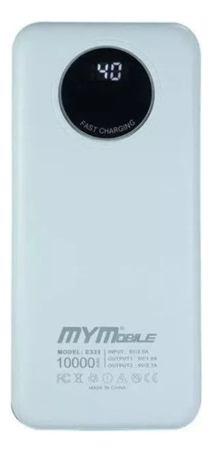 Powerbank E333 Mymobile Blanco Carga Celular Viaje 10000 Mah