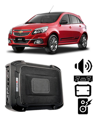 Caixa Som Chevrolet Agile 2012 A 2016 350w Rms Amplificada