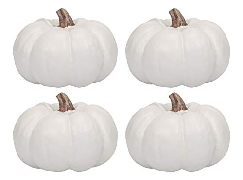 Classic White 6 Inch Resin Harvest Decorative Pumpkins ...