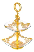 Comprar Soporte Para Tartas Y Magdalenas Cuadrado Dorado De 2 Nivele