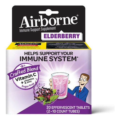 Airborne Tabletas Efervescentes De Saco + Zinc Y Vitamina C,