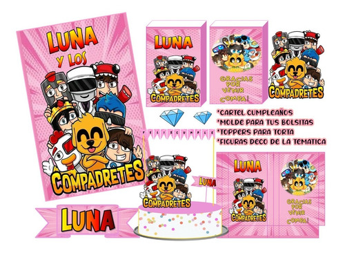 Kit Imprimible Personalizado Compadretes Rosa