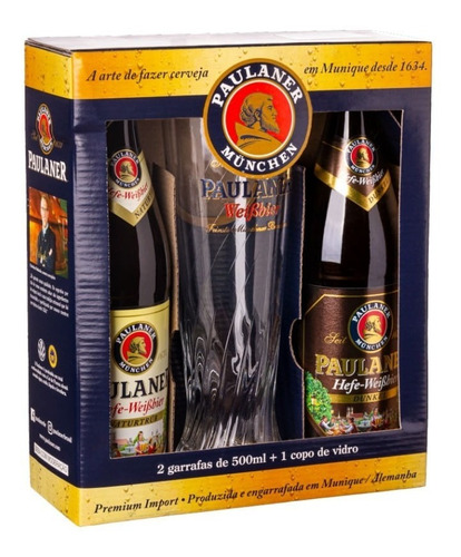 Kit Cerveja Presente 2un Weissbier+dunkel + 1 Copo Paulaner
