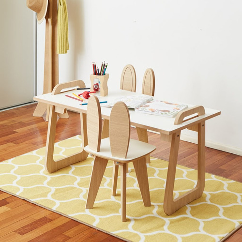 Mesa Rectangular Y Sillas Infantiles Modelo Conejo