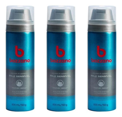 Kit 3 Espuma De Barbear Bozzano Pele Sensível 200ml