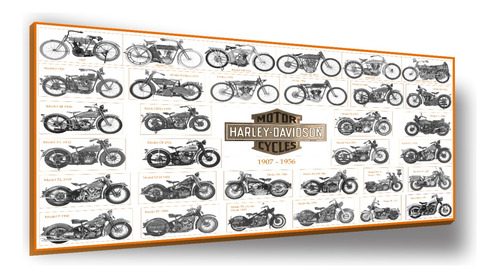 Cuadro Canvas Bastidor Moto Harley Davidson 1907-1956 54x100