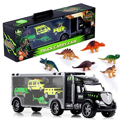 Dinosaur Transport Car Carrier Truck Toy 6 Dinos 3 Matc...