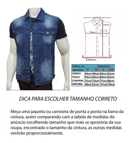 Colete Jeans Masculino Preto Black Alto Padr o Moto Usual