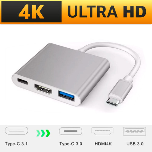 Adaptador Vídeo Tipo-c Para Hdmi Usb 3.0 4k Alta Qualidade