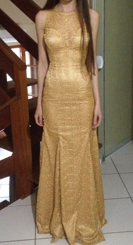 vestido social dourado