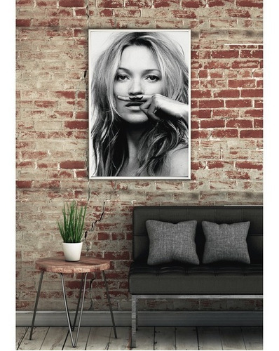 Imagen 1 de 1 de Cuadro Moderno 30x40 Más Medidas -moda Kate Moss Moustache