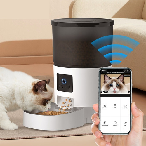 Alimentador Automático Para Gatos Con Cámara, Dispensador