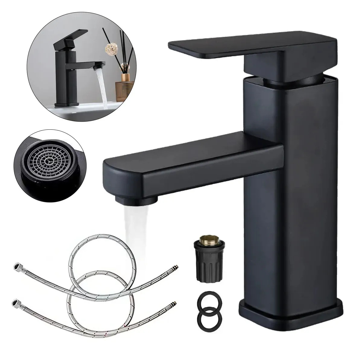 Llave Para Lavabo Monomando De Acero Inoxidable Grifo De Baño Moderno Mezcladora De Agua Fría Y Caliente Alta Calidad Para Baño Cocina