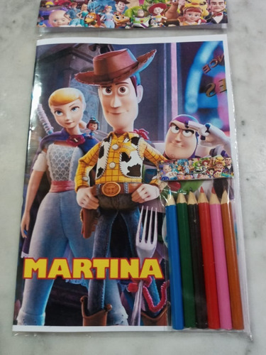 Libro Para Colorear Personalizado + 6 Lapices Toy Story