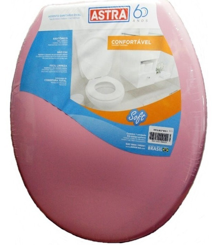 Assento Sanitário Oval Plástico Rosa 1 Astra P/ Vasos Ovais 