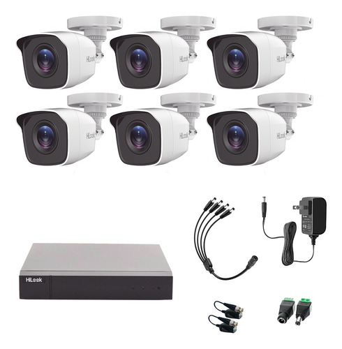 Hilook Kit de Camaras de Seguridad Video Vigilancia Modelo Kit6BP-Plus-SC  6 Cámaras CCTV Bala 1MP 720p Vision Nocturna Compatible con APP Hik-Connect