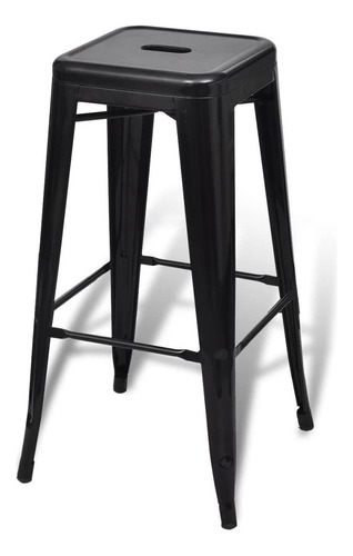 Taburete Banco Alto Tolix Banqueta Barra Bar Vintage Metal, Negro, Shopick