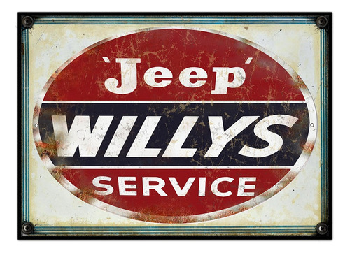 #65 - Cuadro Vintage 21 X 29 Cm / Jeep Willys Service!