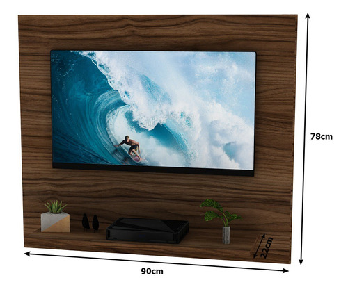 Painel Para Tv Suspenso De Até 32 Polegadas 90x78cm Netmobil Cor Nogal