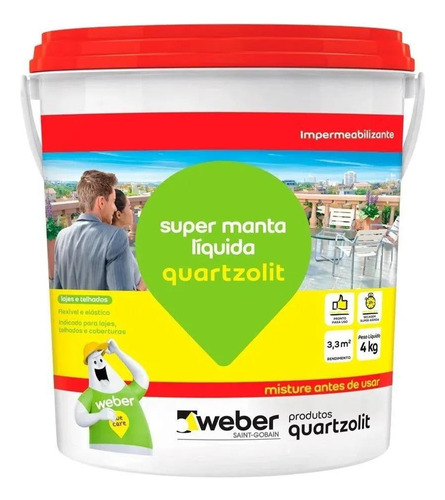 Super Manta Líquida Impermeabilizante 4kg Quartzolit Branca