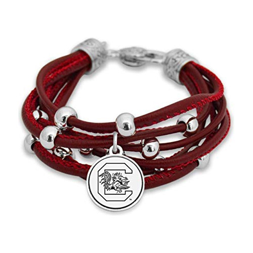 Pulsera De Cuero De South Carolina Gamecocks Logotipo Y...