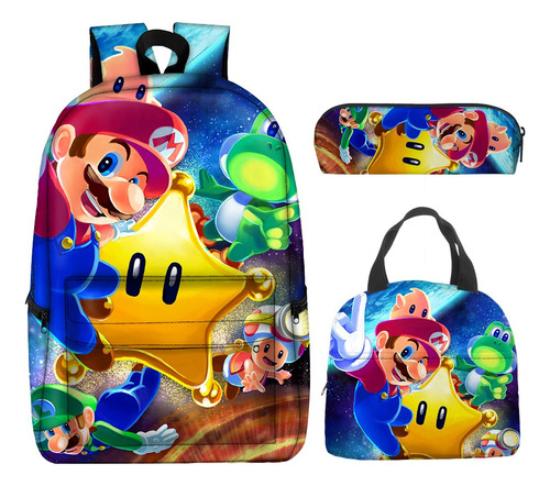 Nuevas Mochilas Escolares Super Mario Bros, Mochilas De Estudiantes Luigi, Bolsas De Almuerzo De Dibujos Animados, Estuche De Lápices Bonito 3 Pcs Set