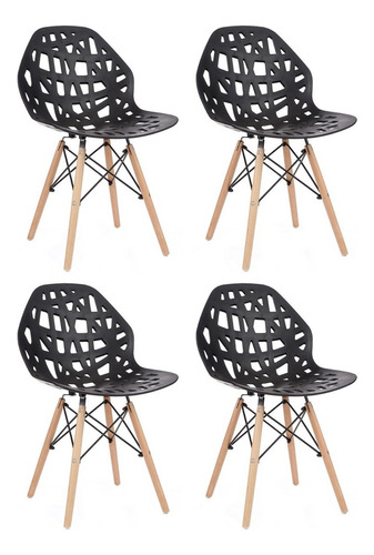 Juego De 4 Sillas De Diseño Eames Akron Color de la estructura de la silla Negro