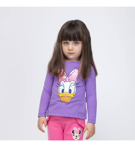 Polera Manga Larga Niña Deisy Happy Lila Disney