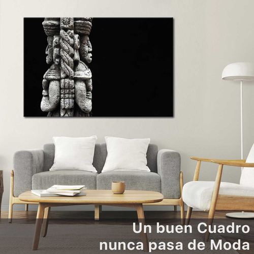 Cuadro Estatua Maya Fondo Negro Cultura Mexicanacanvas 90x60