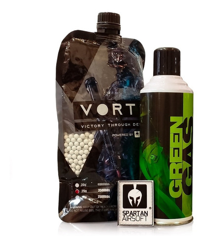 Imagem 2 de 9 de Bbs Airsoft Vortex 0,28 Gr 2500 + Green Gas Spartan + Patch