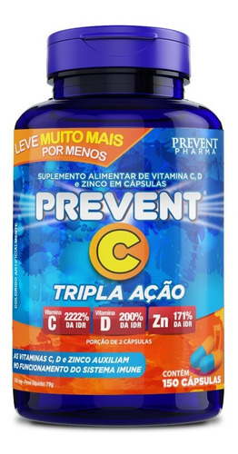 Prevent C Tripla Açao Vitaminas C + D + Zinco 300 Caps 2 Pts