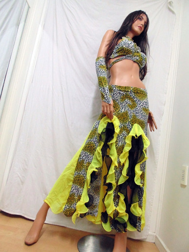 Conjunto Para Danza Arabe Bellydance Animal Print Amarillo