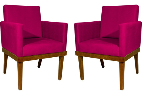 Kit de 2 sillones decorativos Mel Sala, colores de gamuza, color rosa, suave, diseño de tela de gamuza