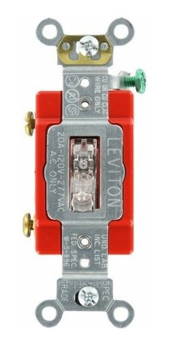 Interruptor Luminoso Leviton 1221-lhc, 20a, 120v, 1 Polo,