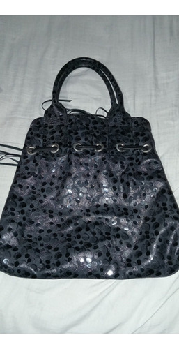 Cartera Negra Con Detalles Y Flecos Cuero Ecologico 