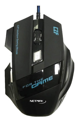 Mouse Gamer Pc Cable Usb 6 Botones Retroiluminado Rgb Netmak Color Negro