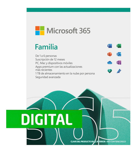 Imagen 1 de 2 de Microsoft Office 365 Familiar 6 Usuarios 30 Dispositivos 1añ