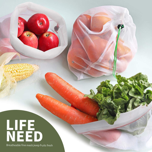 16 Piezas Malla Producir Bolsas Bolsas Frutas Reutilizables