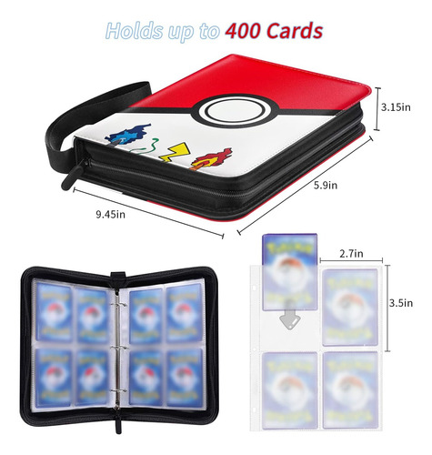 400 Pokémon Cards Hard Cover Album Binder With Zipper