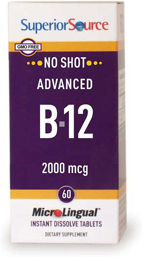 Superior Source No Shot Advanced B12 Vitaminas,  Mcg, 60 Un.