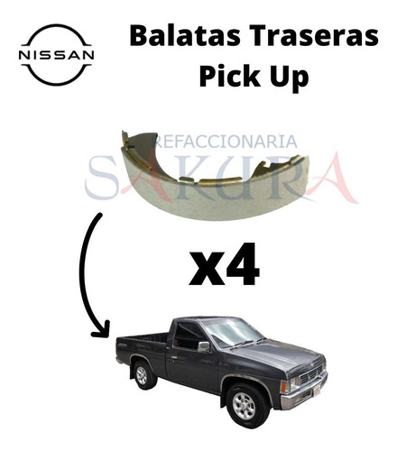 Balatas Tras. Frenos Tambor Estacas Nissan 1994 Originales