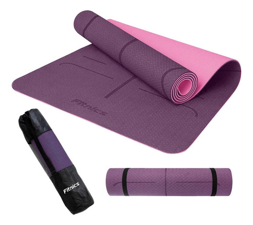 Mat Yoga Colchoneta Tapete Ejercicio 8mm Guías+bolso +correa Color Lila