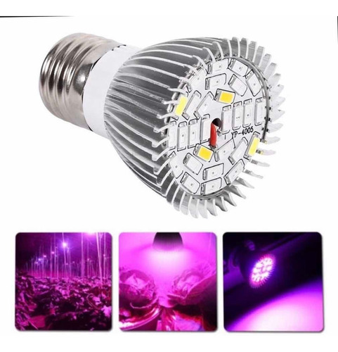 Luz Cultivo E27 Espectro Completo 85-265v 28 Led Planta 28w