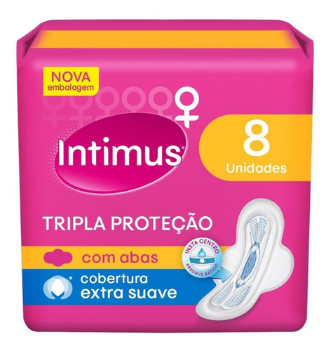 Absorvente Intimus Tripla Proteção Suave Com Abas 8 Unidades