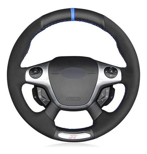 Ozeqo Funda Para Volante Automovil Gamuza Negra Ford Focus 2