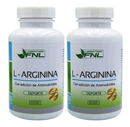 2 Frascos L- Arginina 500 Mg De 60 Cáps C/u Fnl