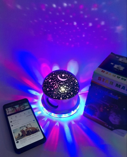 Lampara Led Rgb Luna Y Estrellas Parlante Bluethoo